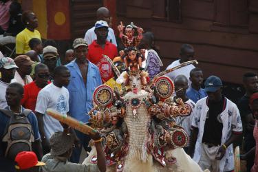 Masquerade performance, Freetown, Sierra Leone. Photo by Amanda M. Maples.
