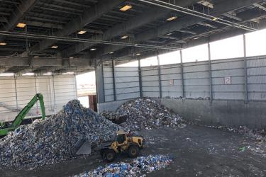 Inside SIMS municipal recycling in Sunset Park, Brooklyn. Photo by Heather Davis.