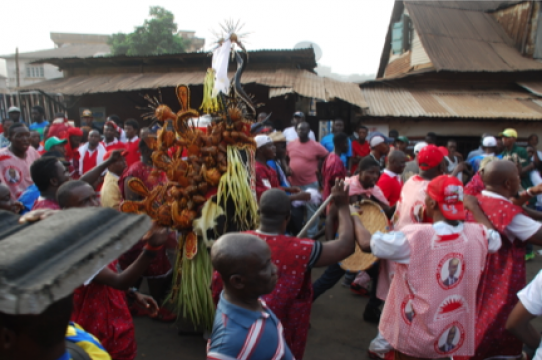 Masquerade performance, Freetown, Sierra Leone. Photo by Amanda M. Maples